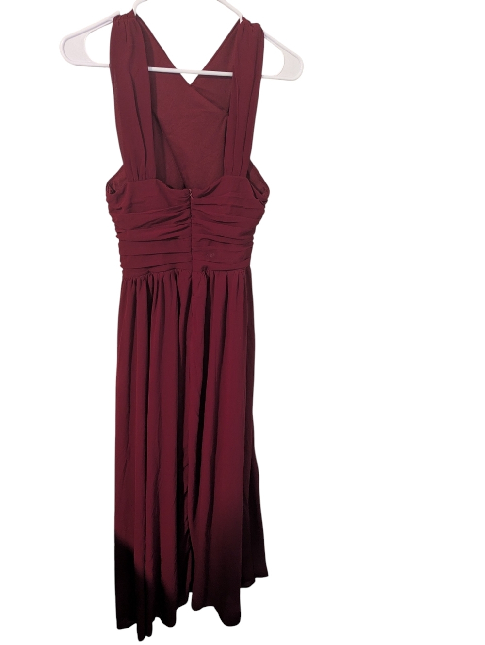 Lulu's,Cross-Front Burgundy Maxi Dress, Size M - Picture 5 of 6